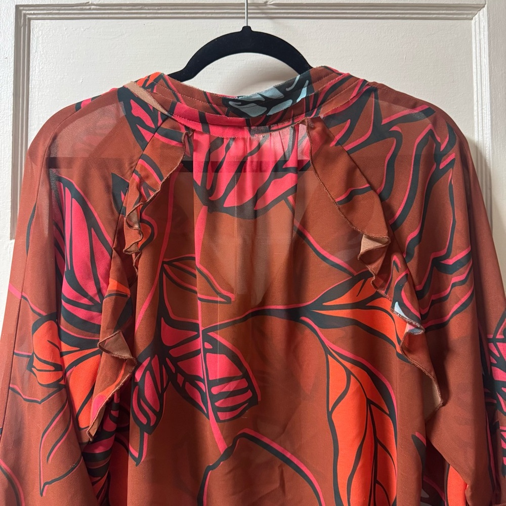 Hutch V-Neck Ruffle Hayes Top Rust Floral Top NWT - Picture 8 of 10
